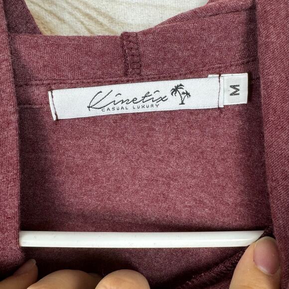 Kinetix Casual Luxury Wine Red Long Sleeve Pullover Hoodie Tee Size Medium - Picture 5 of 9